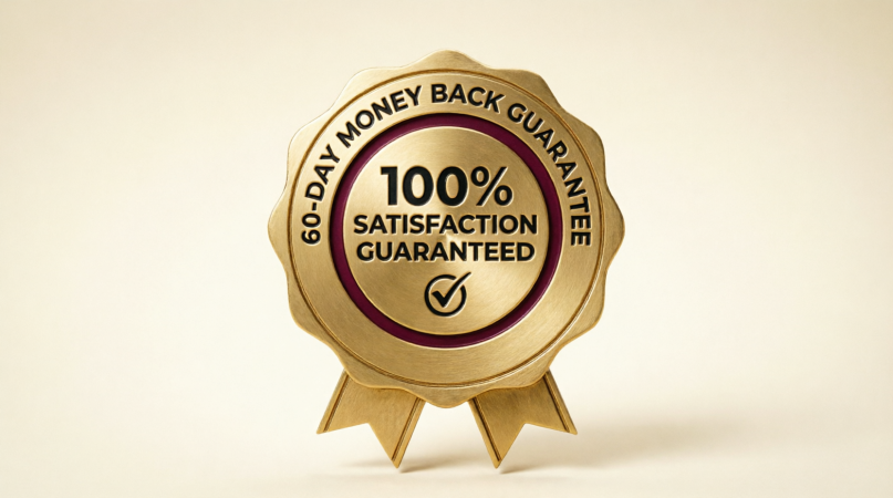 gold 60-day money back guarantee seal badge